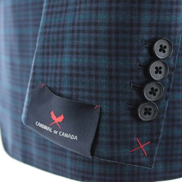 Cardinal of Canada NWT 100% Wool Sport Coat Size 38R US In Blues w/ Teal Plaid
